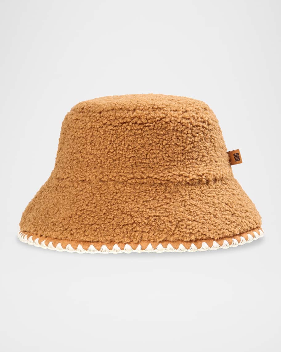 UGG Fluff Faux-Fur Scalloped Bucket Hat | Neiman Marcus