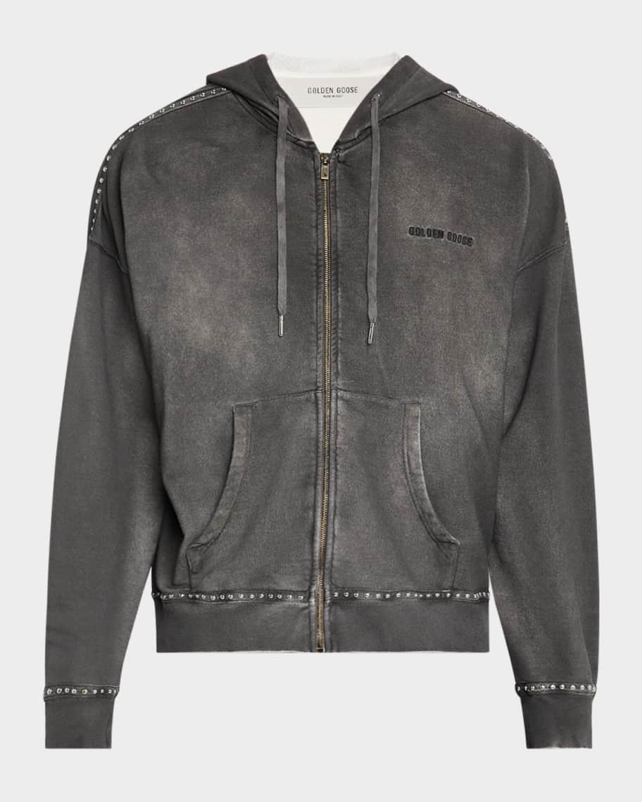 Golden Goose Men's Journey Studded Fleece Zip Hoodie | Neiman Marcus