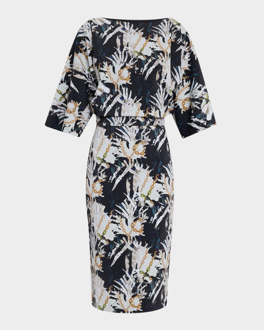 Chiara Boni La Petite Robe Abstract-Print Blouson Midi Dress | Neiman ...