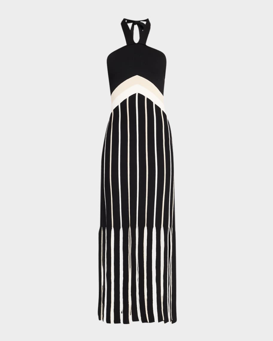 Ramy Brook Campbell Fringe Knit Halter Dress | Neiman Marcus