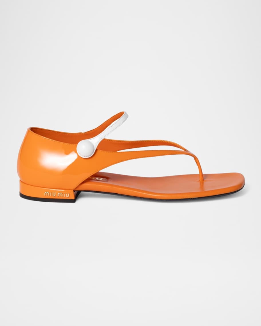 Miu Miu Bicolor Leather Mary Jane Thong Sandals | Neiman Marcus