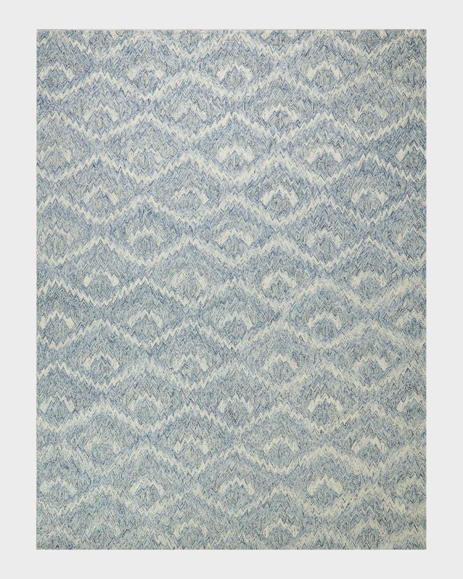 Exquisite Rugs Bargello Light Blue New Zealand Wool hand-tufted Area ...