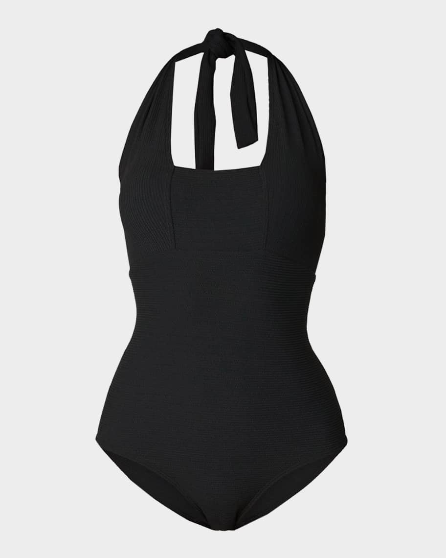Shoshanna Retro Halter One-Piece Swimsuit | Neiman Marcus