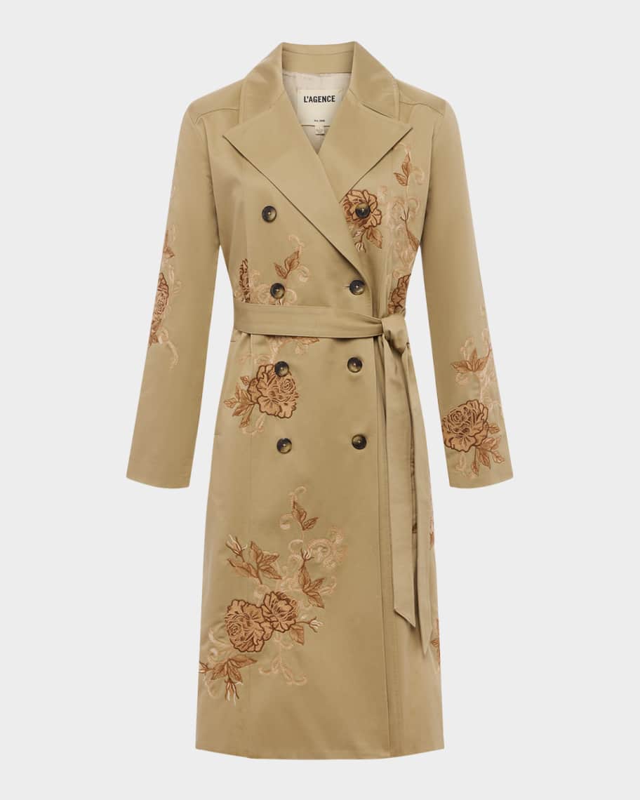 L'Agence Venus Embroidered Trench Coat | Neiman Marcus