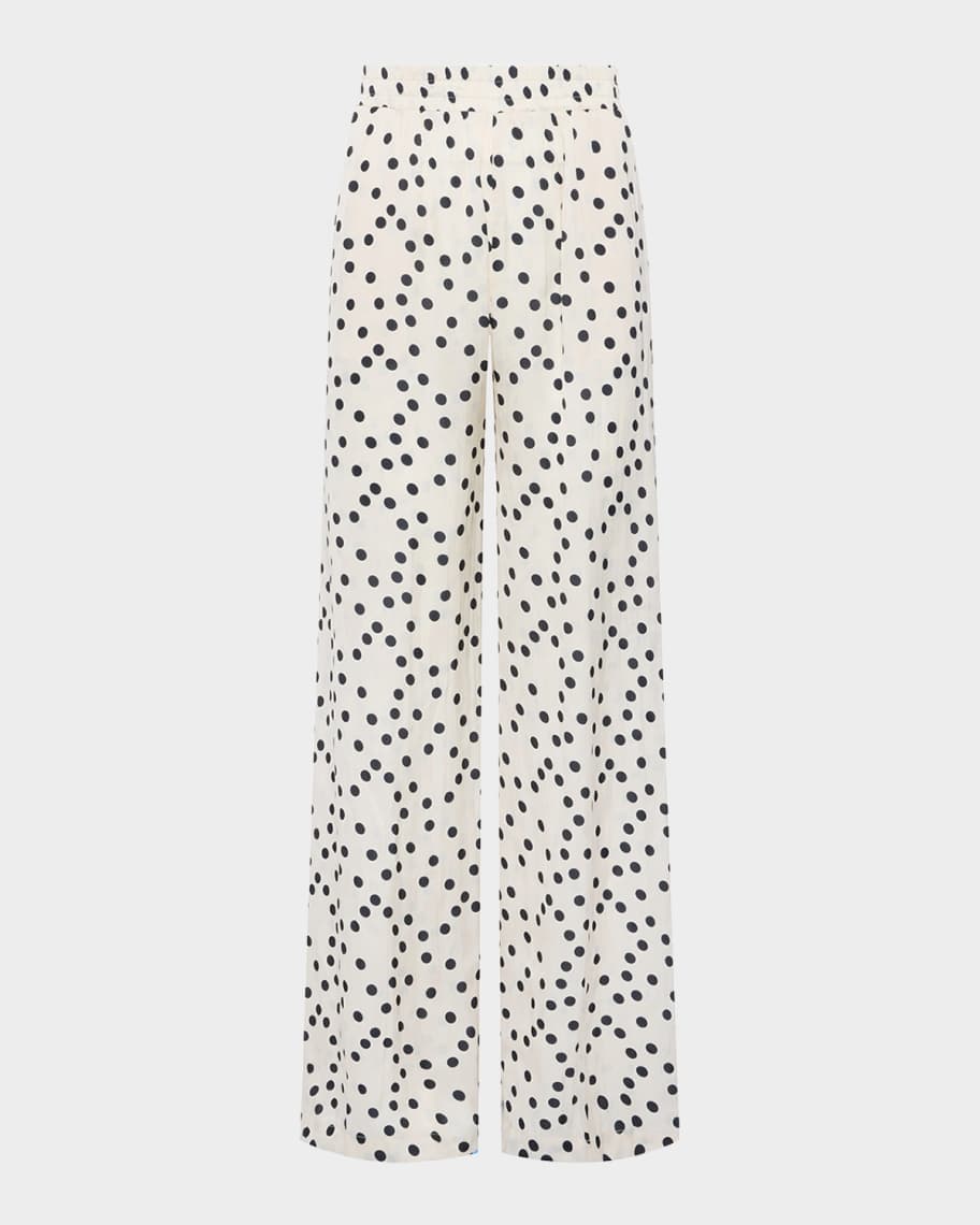 Lillian Polka-Dot Wide-Leg Pants
