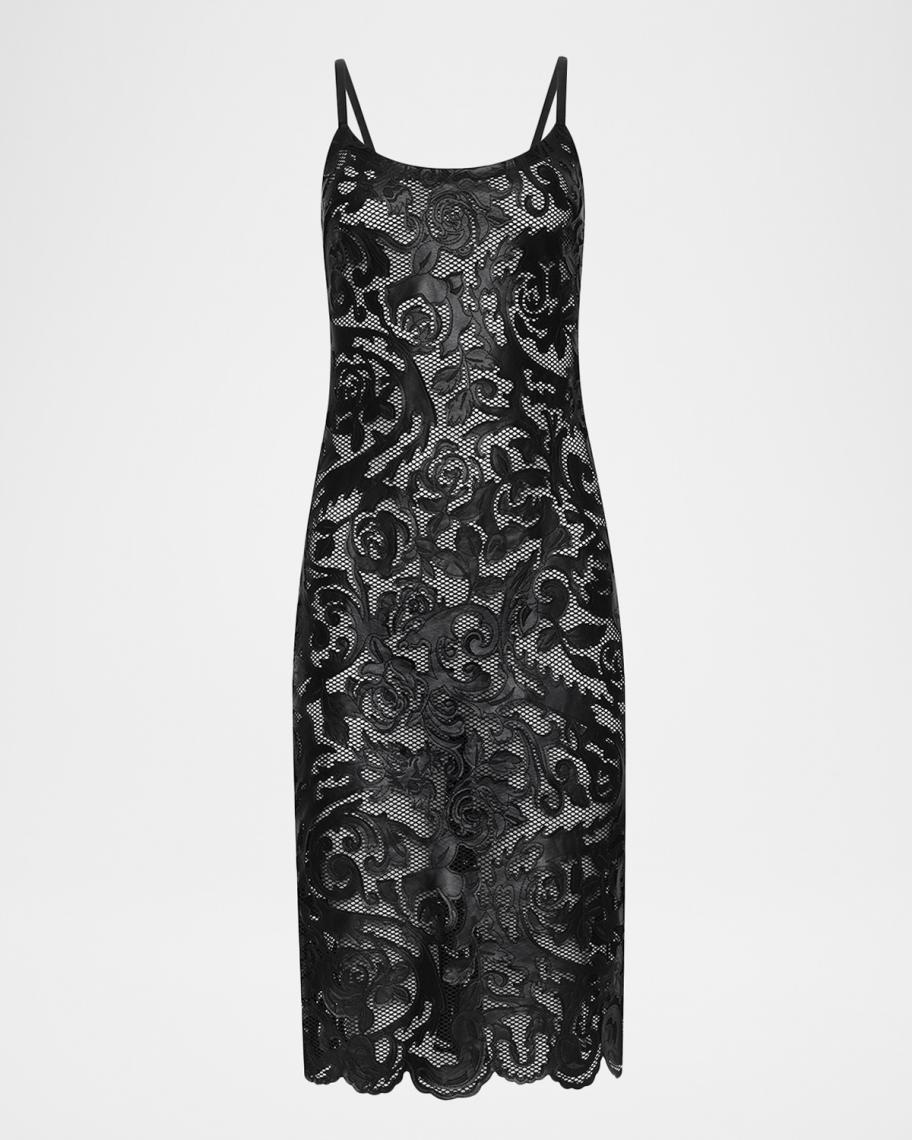 laser cut midi dress AMUR Esme Laser-Cut Floral Tiered Midi Dress