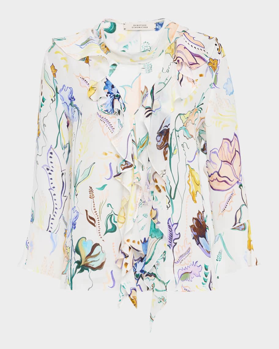 Dorotea® | Women'S Blouse With Floral Design And Elegant Ruffles