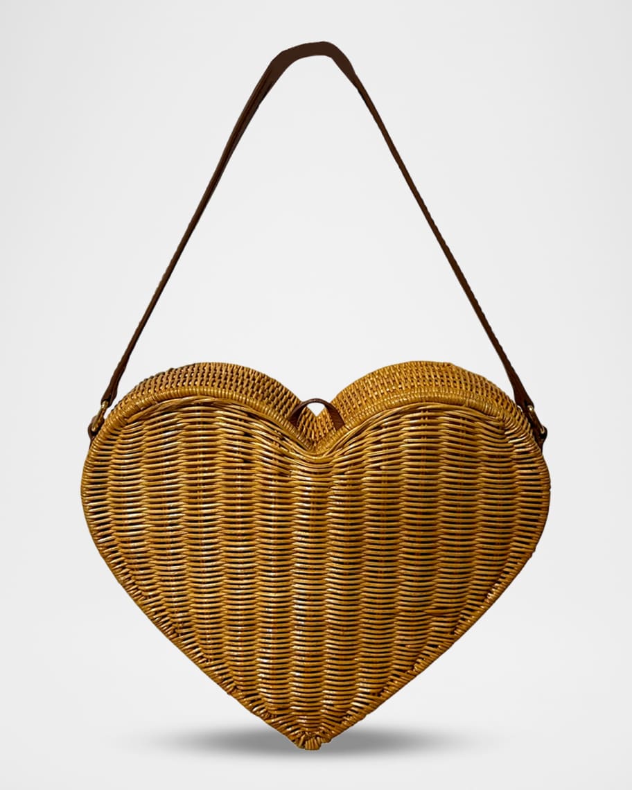 Serpui Pulsating Heart Rattan Top-Handle Bag | Neiman Marcus