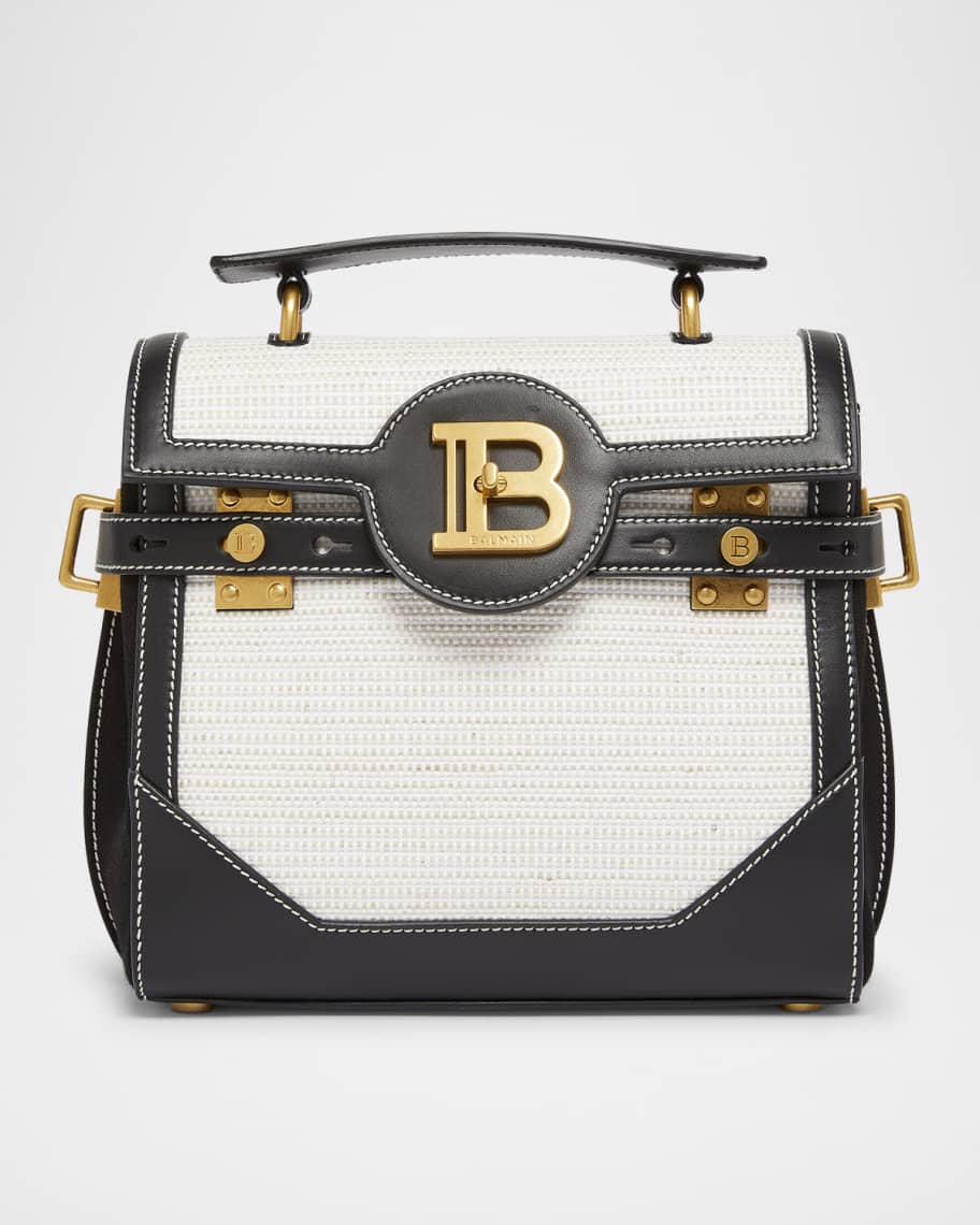 B-Buzz 23 Top-Handle Bag in Raffia and Leather