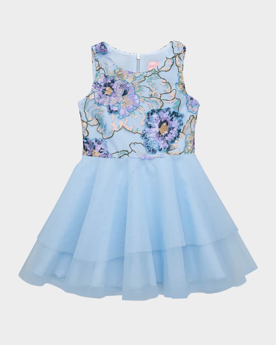 ワンピース EMBROIDERY TULLE TIERED DRESS DQ 4276 - Layered Tulle A-Line Prom Gown with 3D Floral