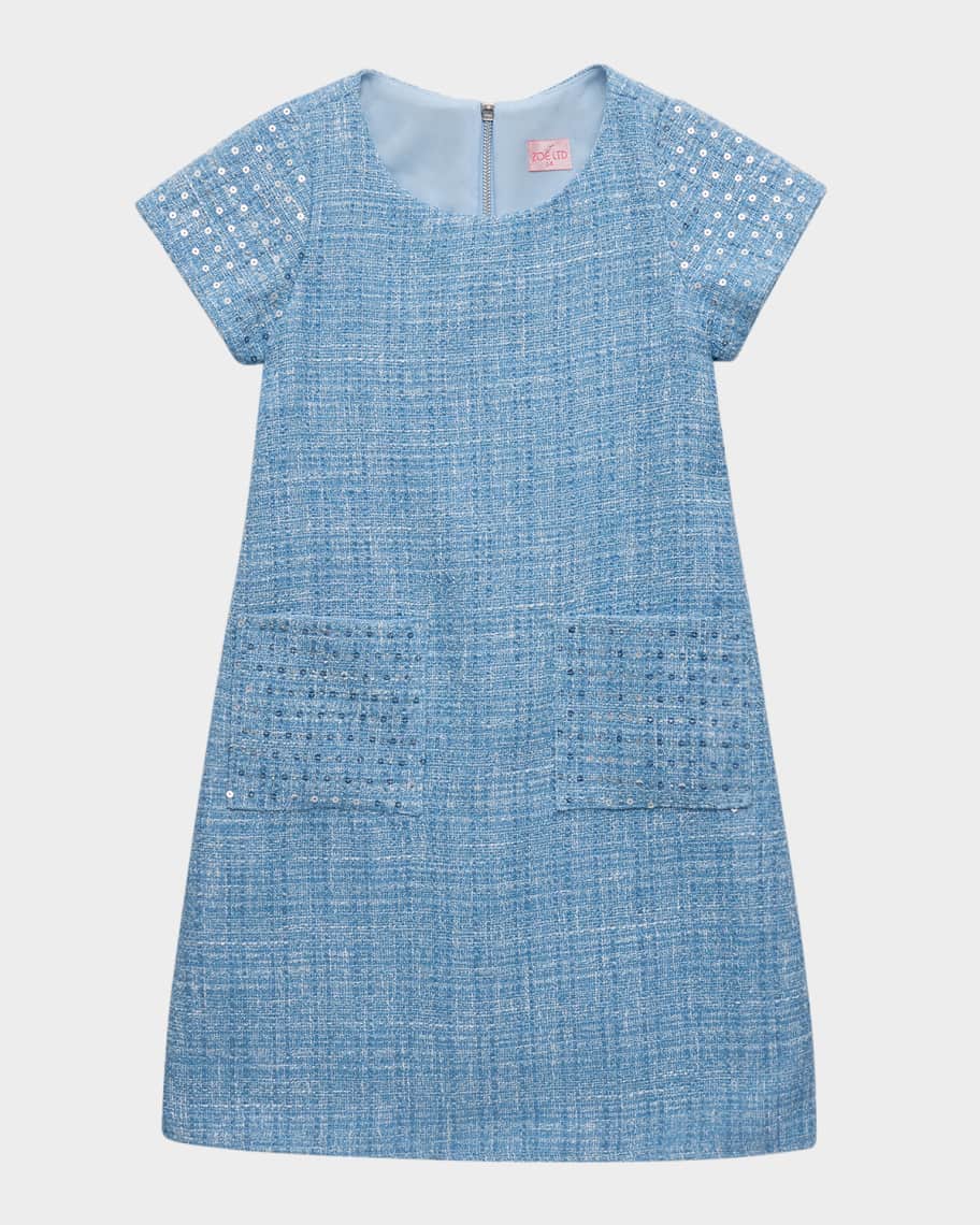 Zoe Girl's Hadley Tweed Shift Dress, Size 7-16 | Neiman Marcus