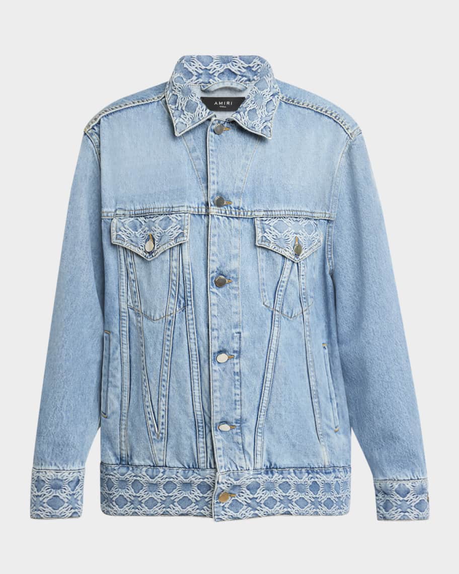 Amiri MA Quad Denim Jacquard Trucker Jacket | Neiman Marcus