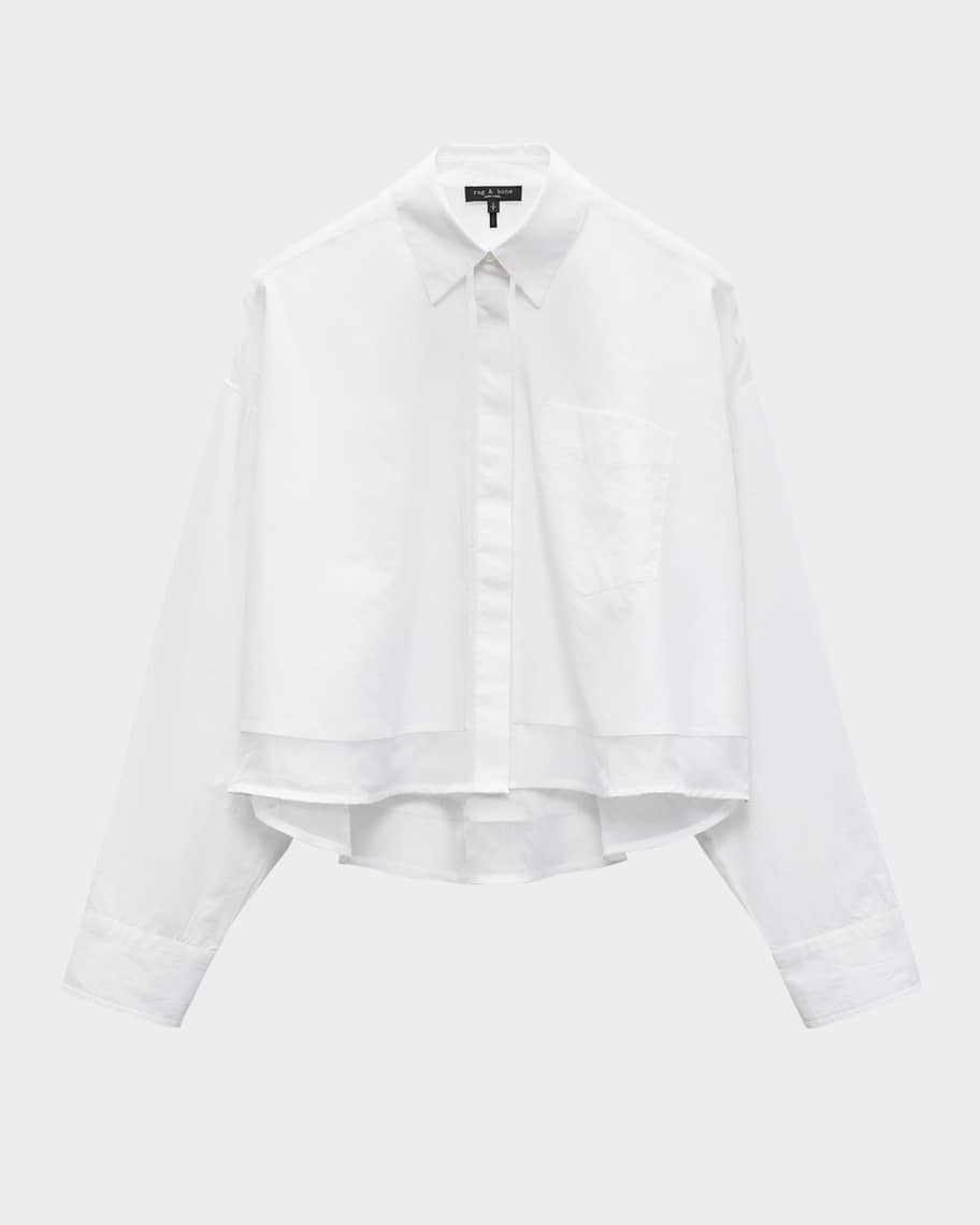 売れ筋商品|||ラグアンドボーン シャツ レディース トップス BEATRICE - Button-down blouse - black rag & bone Beatrice Embroidered Cotton Cropped Shirt | Saks