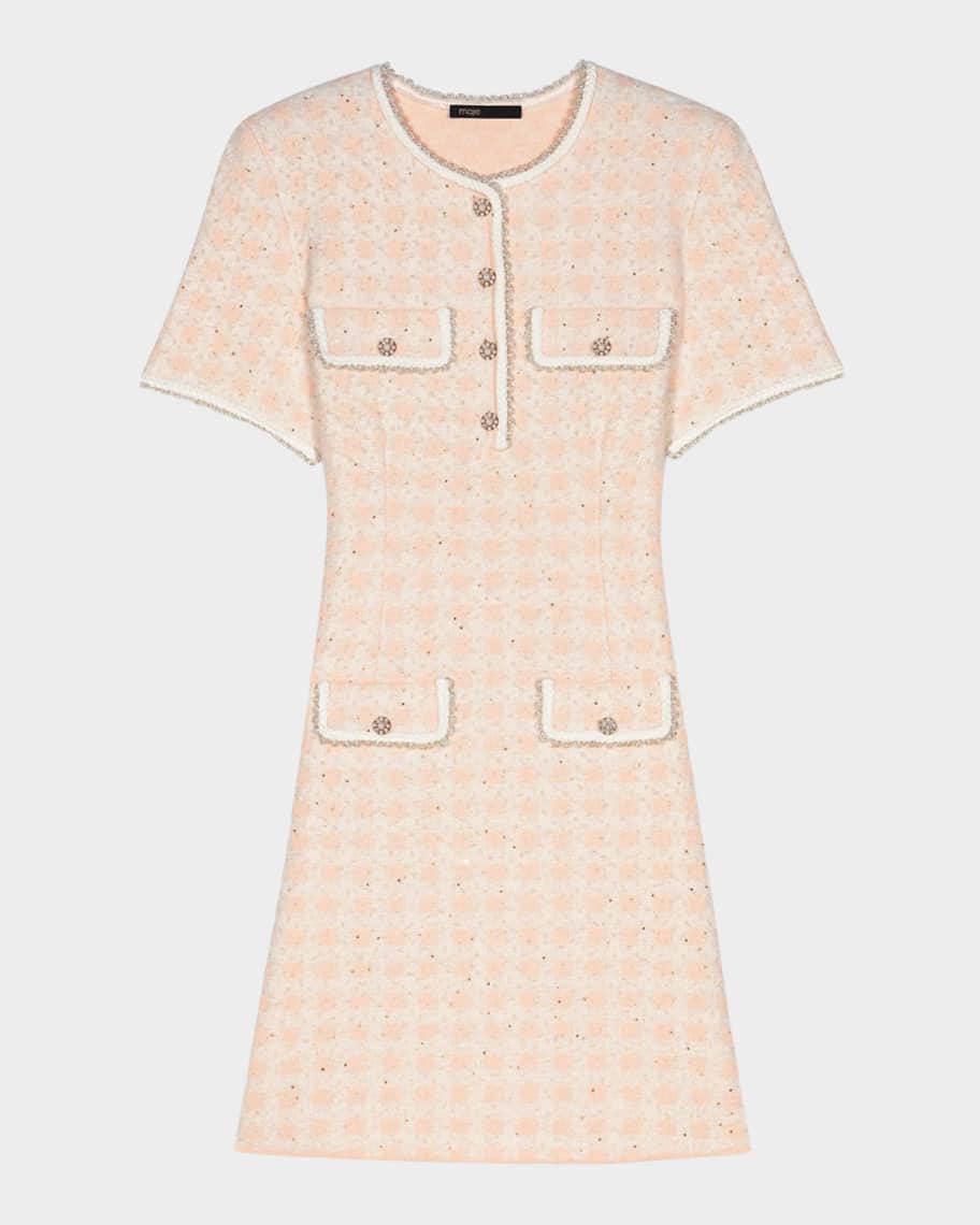 Maje Rartingal Sequined Tweed-Effect Check Knit Dress