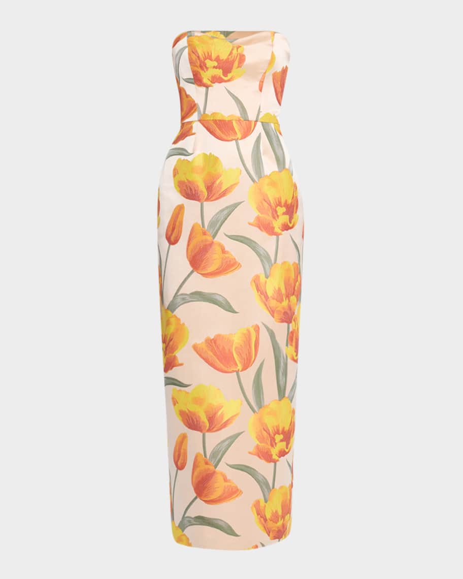 Milly Orion Strapless Floral Jacquard Maxi Dress | Neiman Marcus