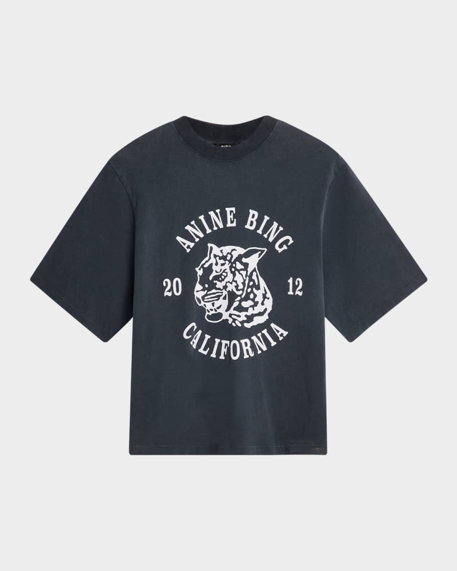 ANINE BING Avi Collegiate Leopard Tee | Neiman Marcus