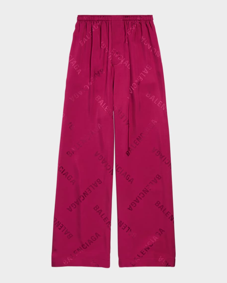 Balenciaga Logo Jacquard Wide-Leg Pajama Pants | Neiman Marcus
