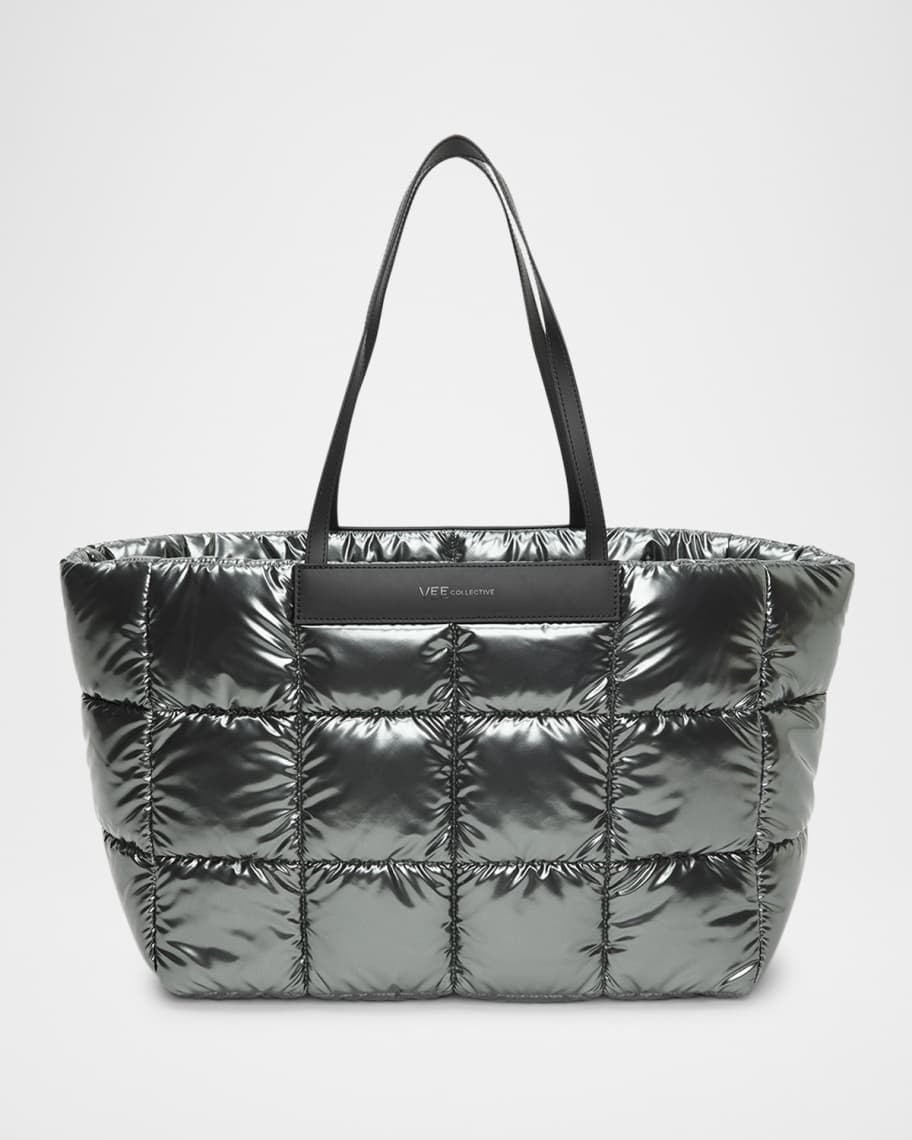 VeeCollective Porter Marche Quilted Shiny Nylon Tote Bag