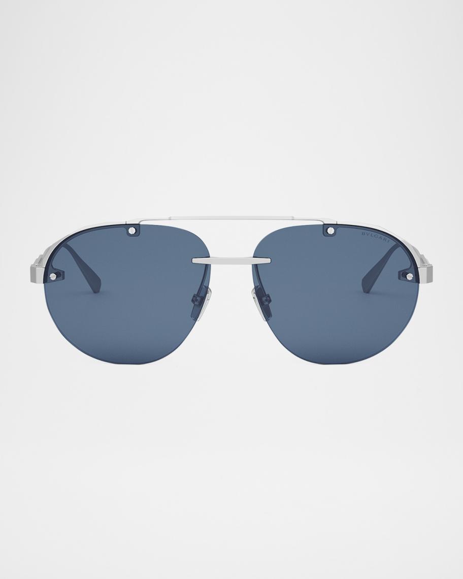 Bvlgari Octo Finissimo Aviator Sunglasses Matte Gray Blue Lens Bulgari - Octo Finissimo - Aviator Titanium Sunglasses  main image 4