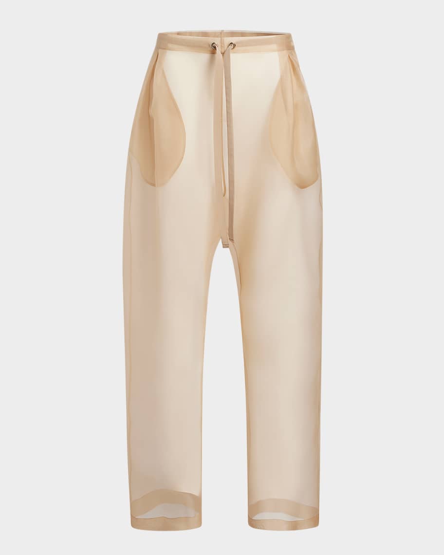 Khaite Trenton Drawstring Sheer Pants | Neiman Marcus