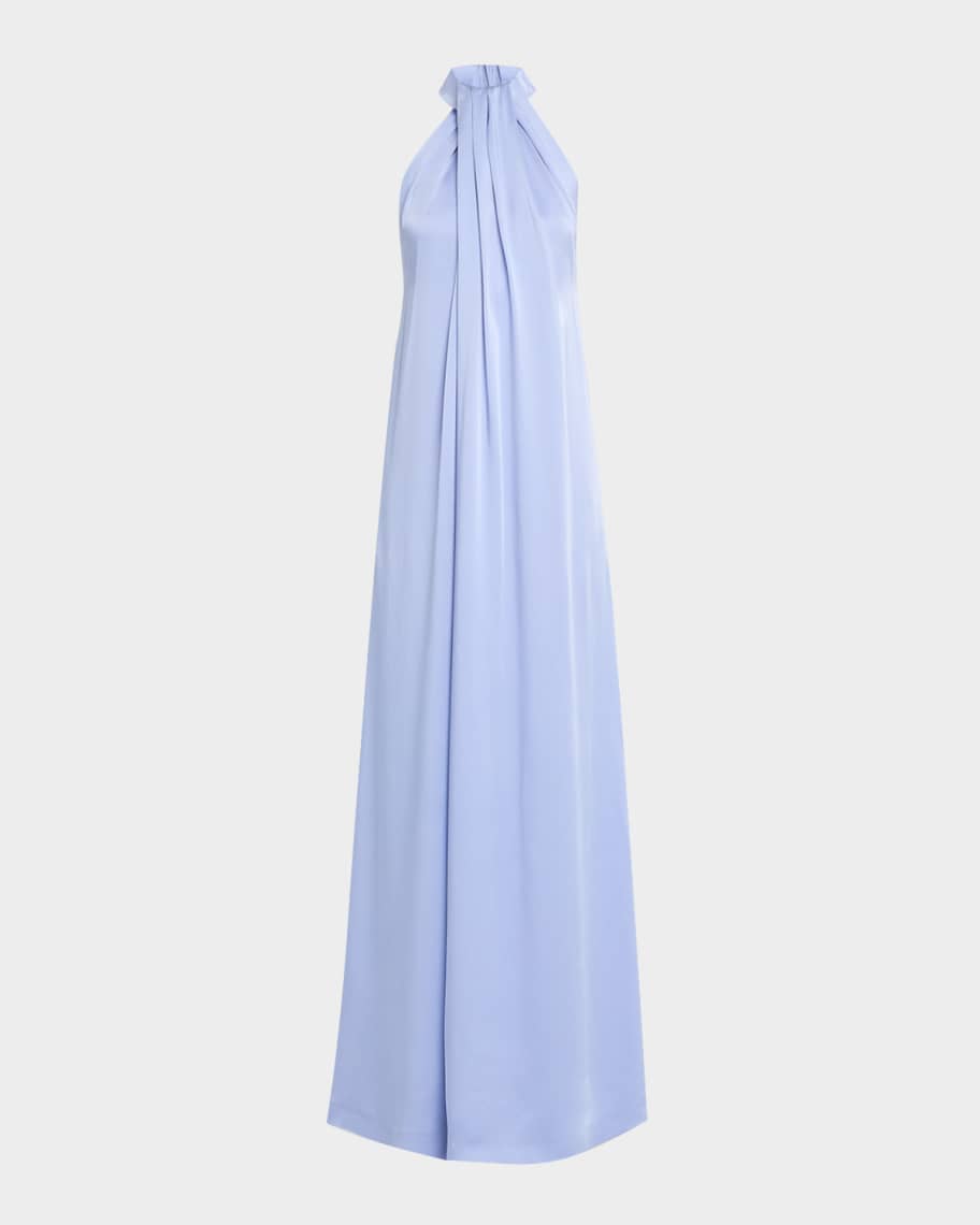 Stella McCartney Women's Envers Satin Halterneck Maxi Dress - Periwinkle - Size 0