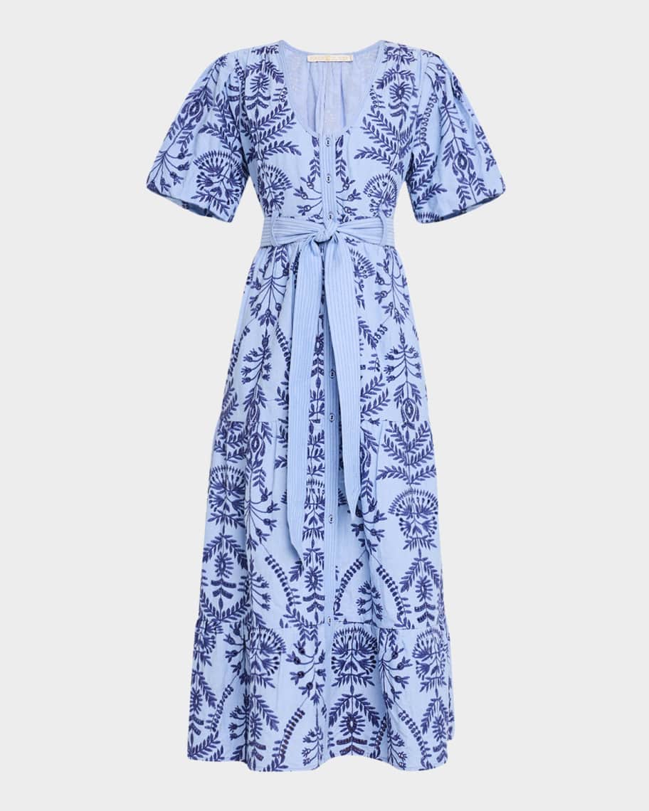 sachin and babi light blue dress Ivory Cotton Gauze Embroidered Dress main image 0