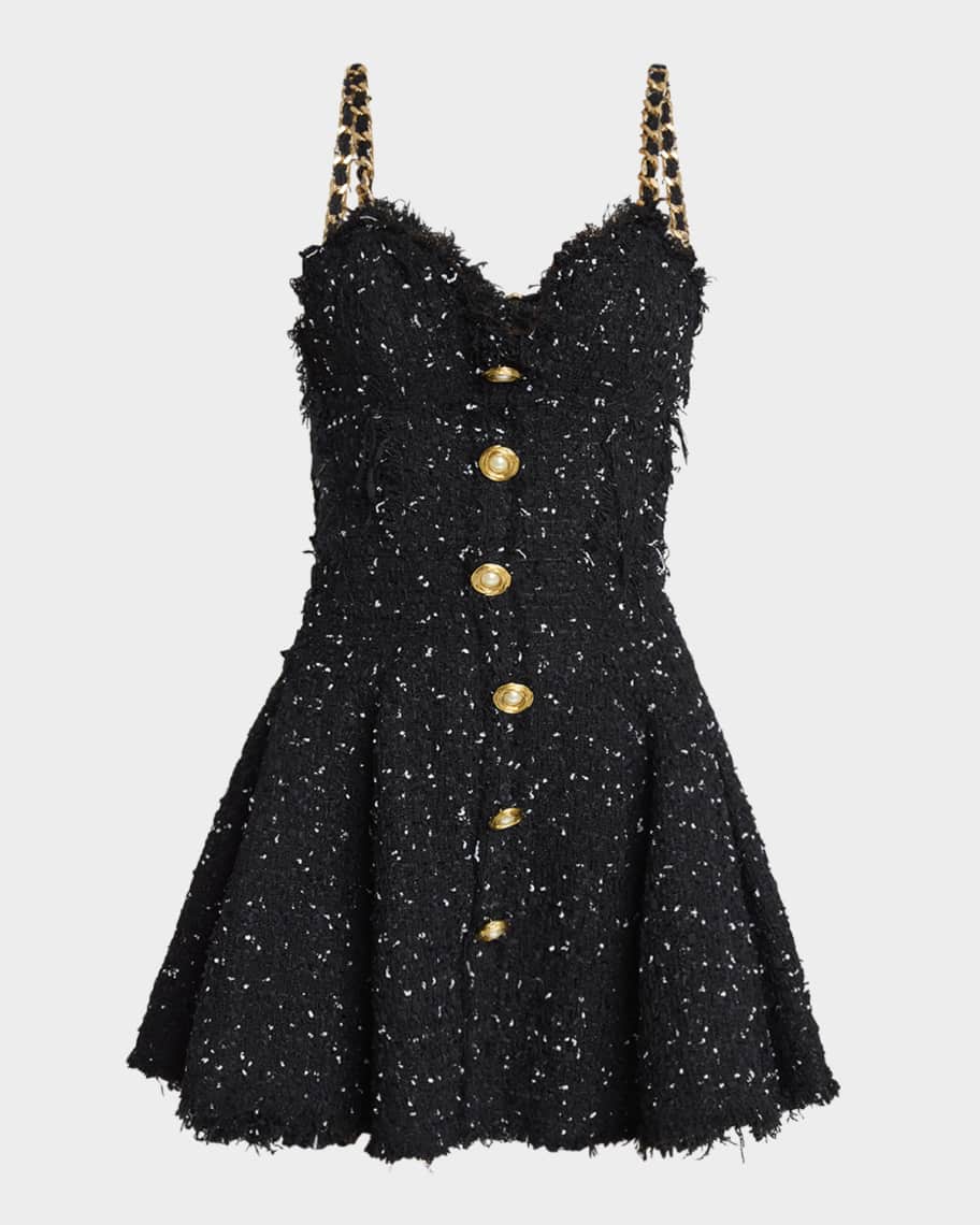 ミニスカート Balmain Asymmetric Black Polka Dot Tweed Mini Skirt Polka-dot tweed miniskirt in black - Balmain | Mytheresa