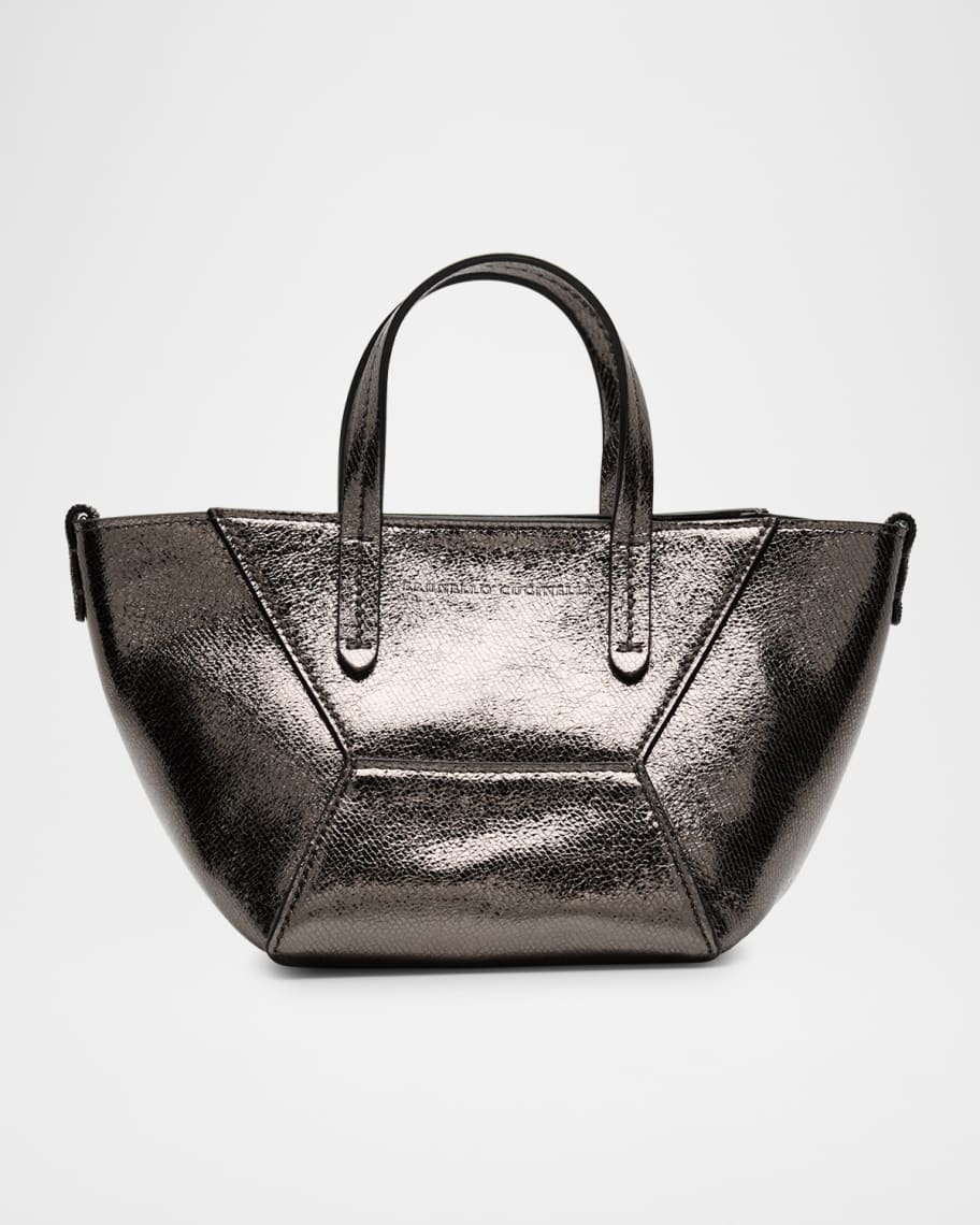 Brunello Cucinelli Duo Mini Metallic Leather Shopper Tote