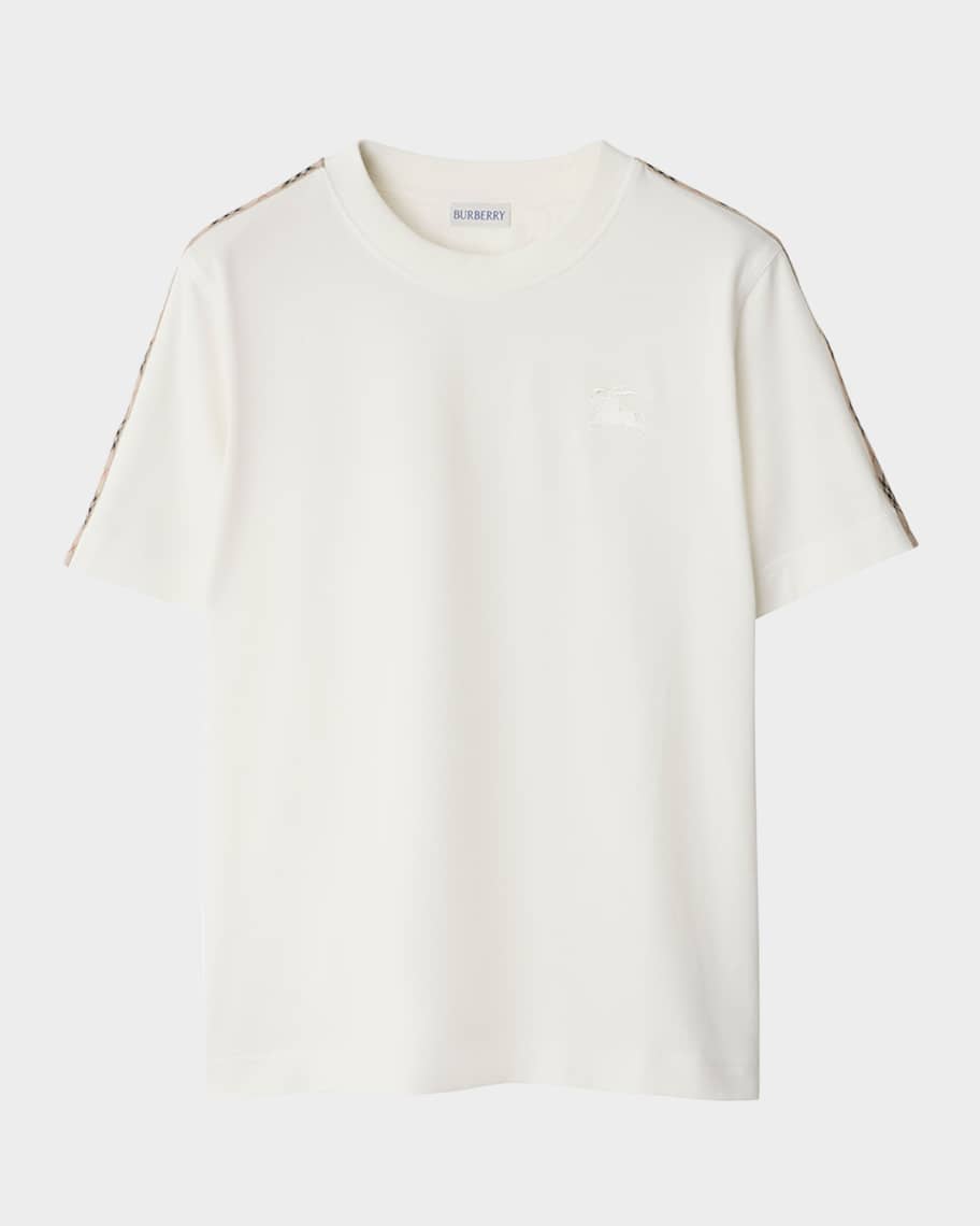 Burberry Check Shoulder-Stripe EKD Short-Sleeve T-Shirt