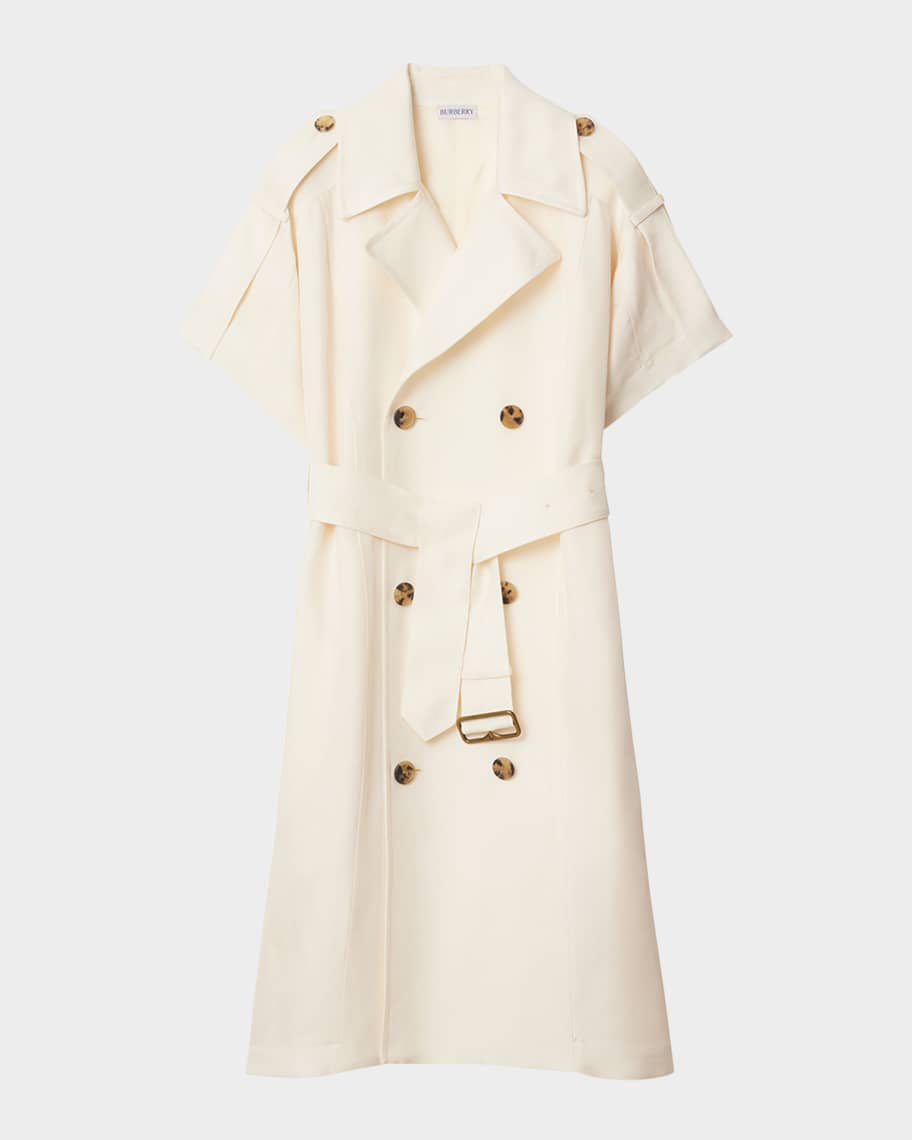 Burberry Short-Sleeve Belted Trench Dress | Neiman Marcus