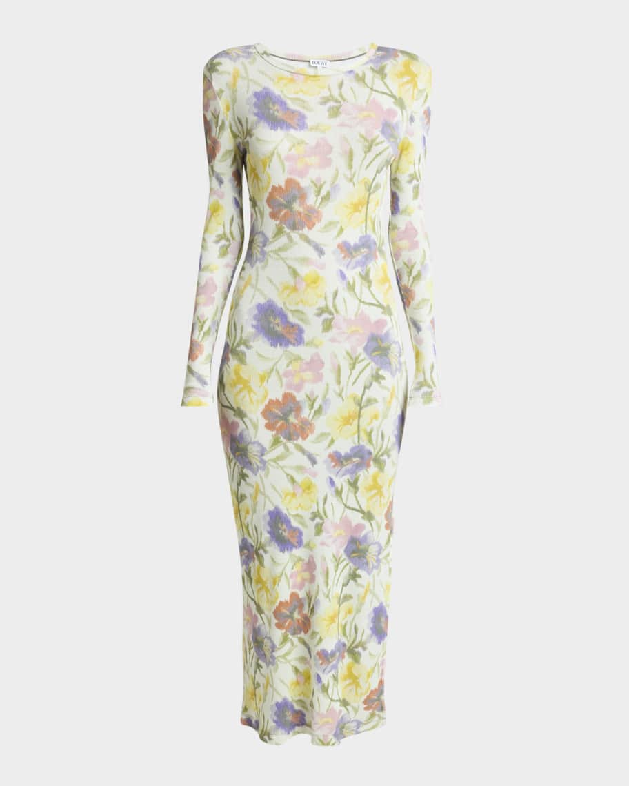 【関税&送料込】Loewe Loewe Floral Print Ribbed Jersey Dress LOEWE + Paula's Ibiza floral-print ribbed stretch-jersey
