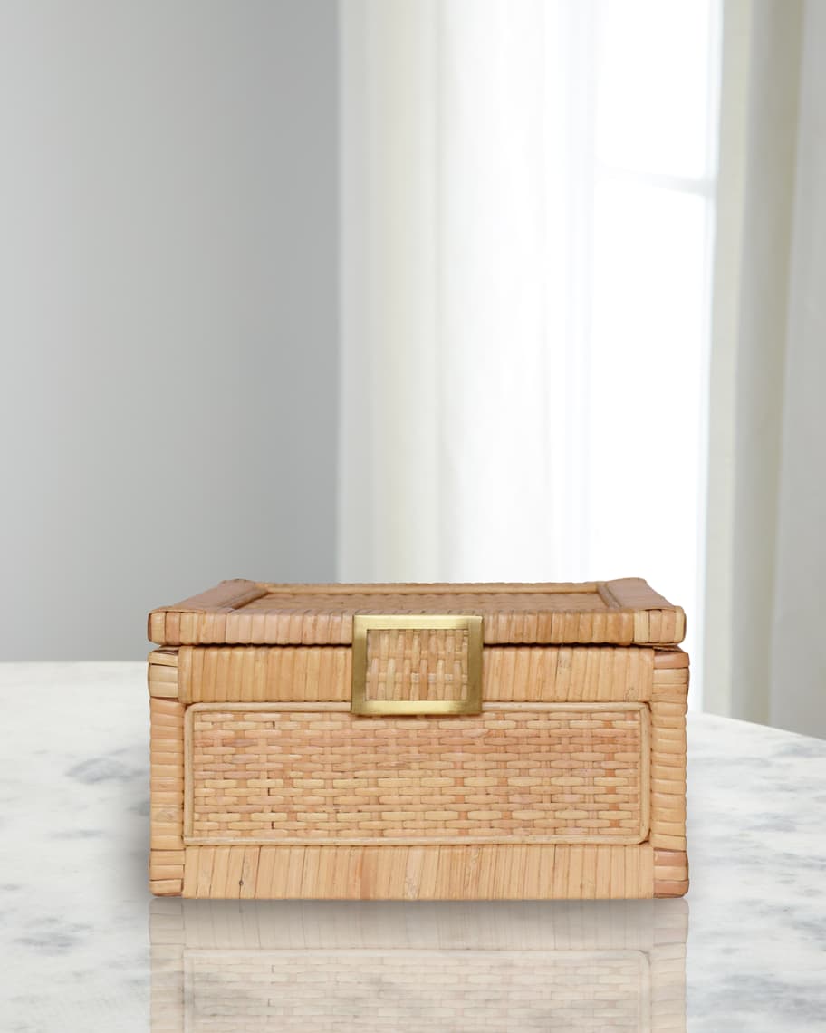 Worlds Away Bruno Rattan Box, Small | Neiman Marcus