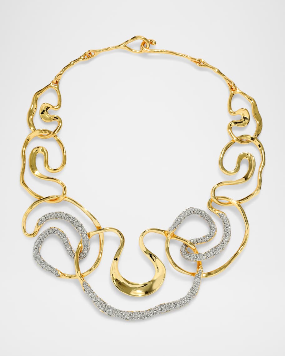 Alexis Bittar Solanes Gold Crystal Intertwined Necklace
