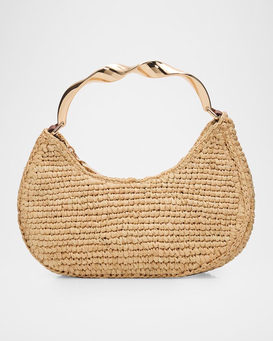 SIMKHAI Nixi Twist Raffia Top-Handle Bag | Neiman Marcus