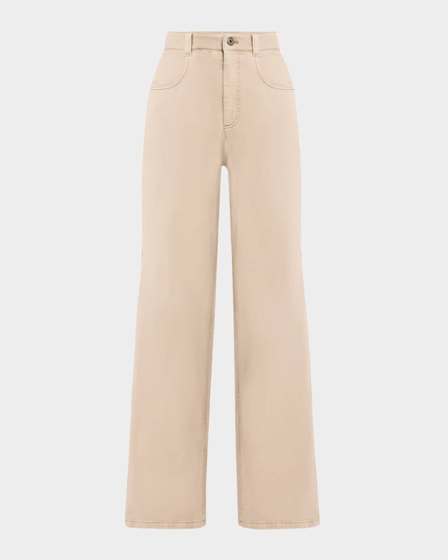 Brunello Cucinelli Wide-Leg Jeans with Side Pleat | Neiman