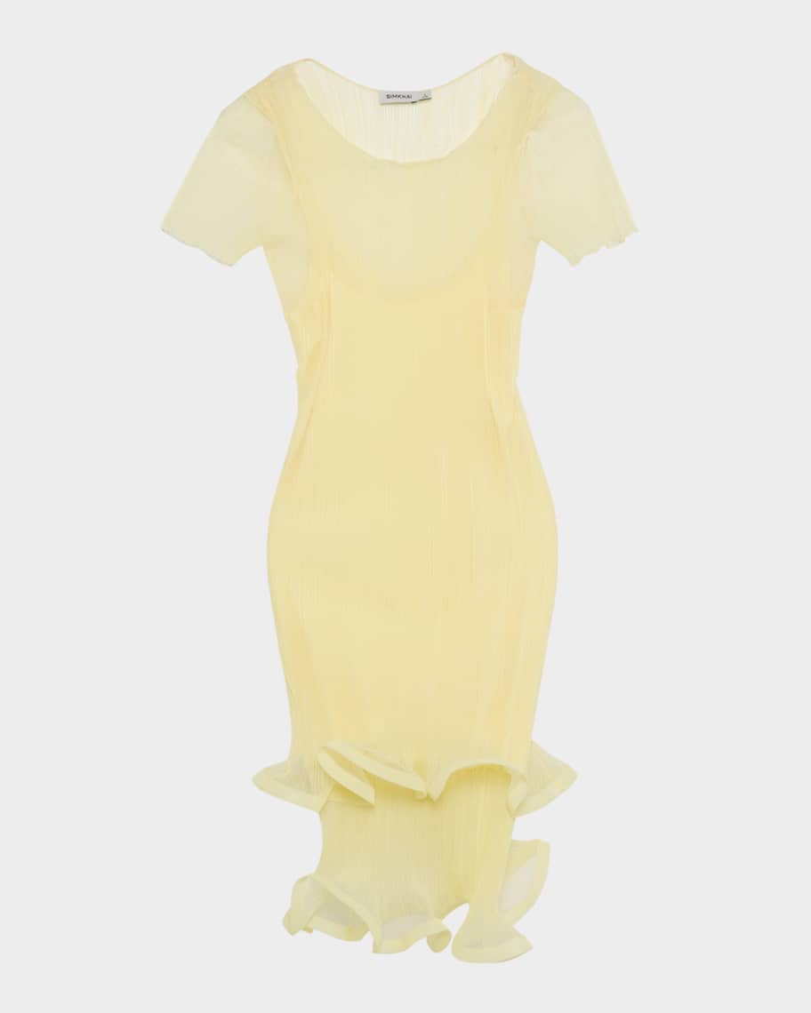 knee length dresses for ladies Loveshackfancy Cori Crepe Lace Bow Mini Dress