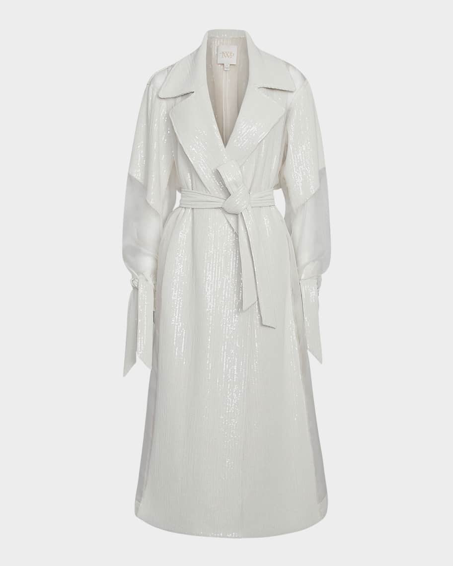 TWP Foreign Affair Sequined Silk Organza Trench Coat Neiman