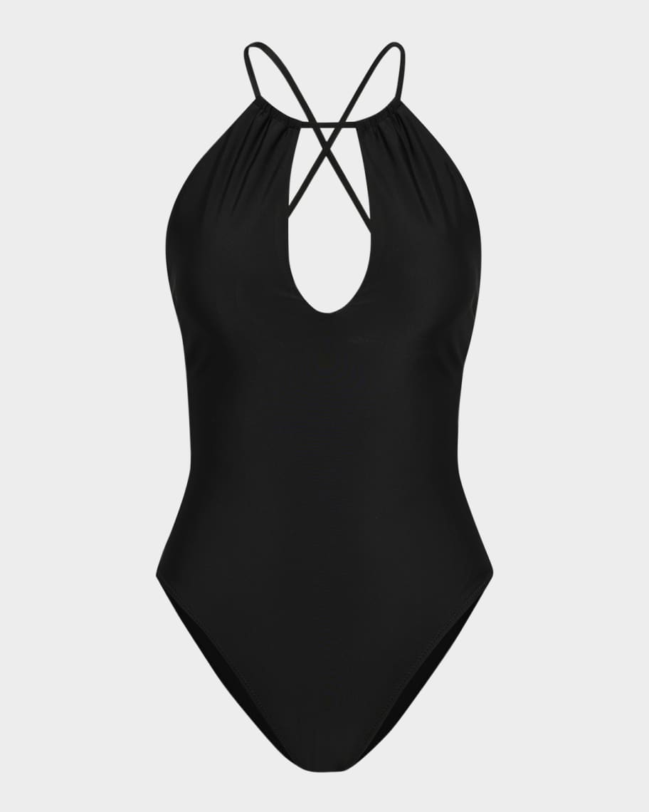 L'Agence Belle Solid Keyhole One-Piece Swimsuit | Neiman Marcus