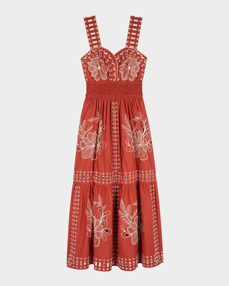 fawn embroidered eyelet midi dress Rails