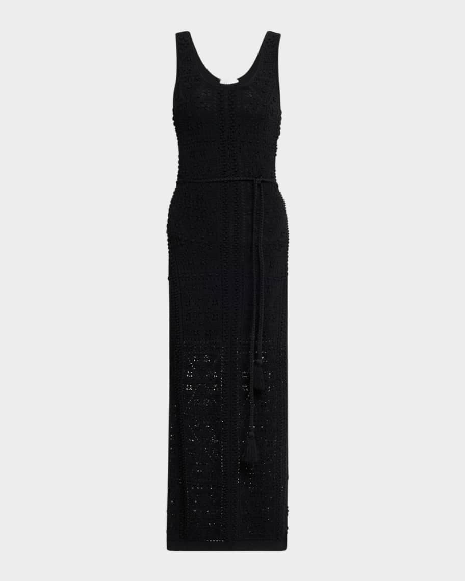 Milly Sleeveless Textured Pointelle Knit Midi Dress | Neiman Marcus