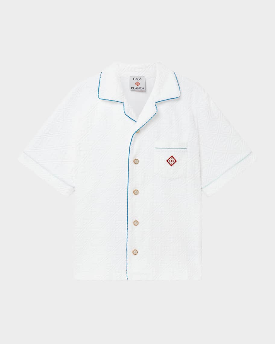 CASABLANCA Men's Tennis Stripe Toweling Shirt | Neiman Marcus