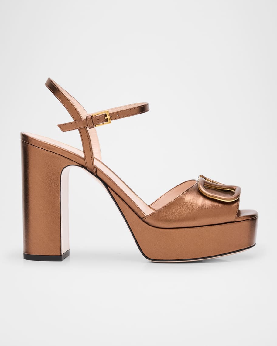 Valentino Garavani VLogo Signature Metallic Leather Platform
