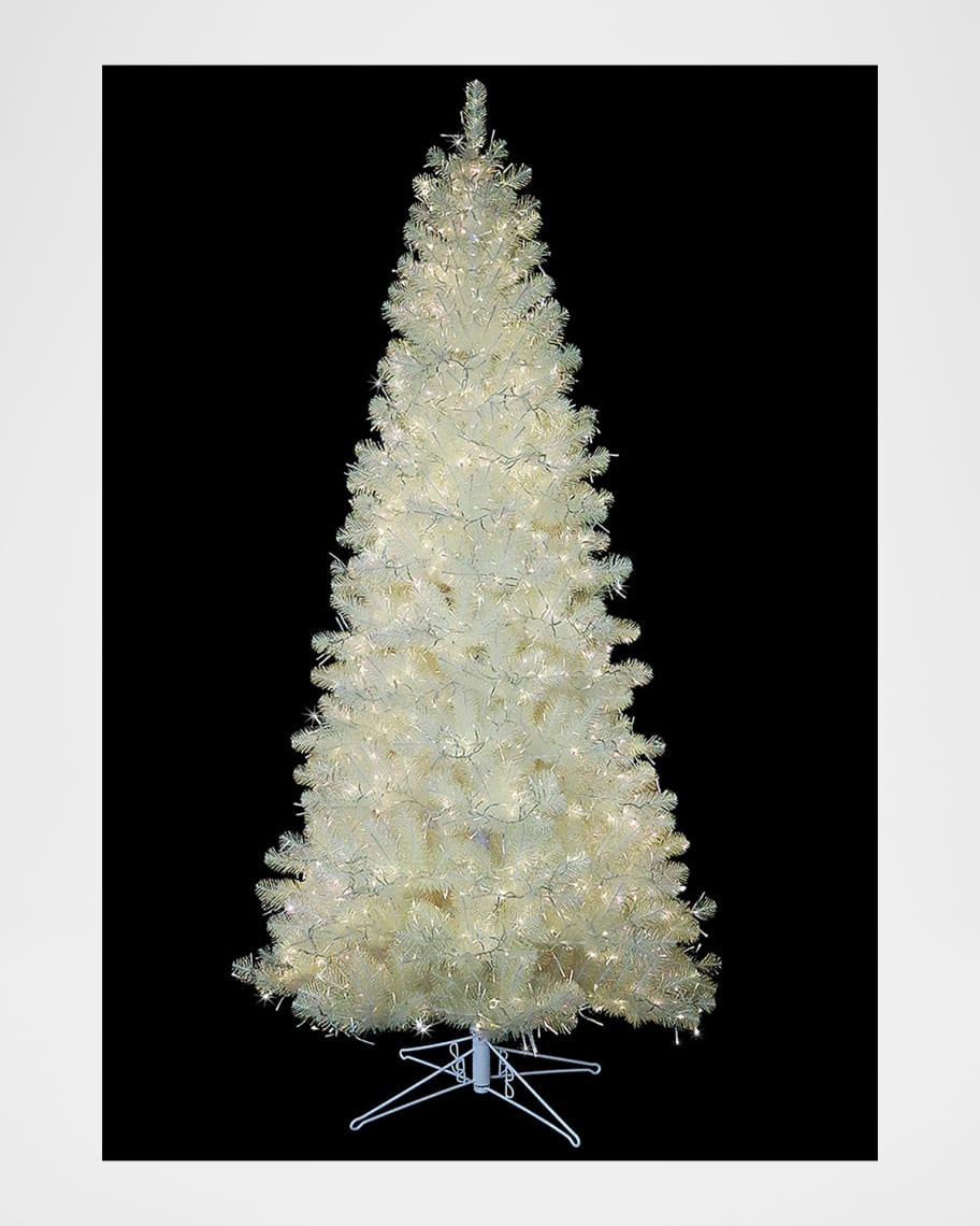 Barcana 7.5' White Iridescent Pre-Lit Christmas Tree with 8 Light