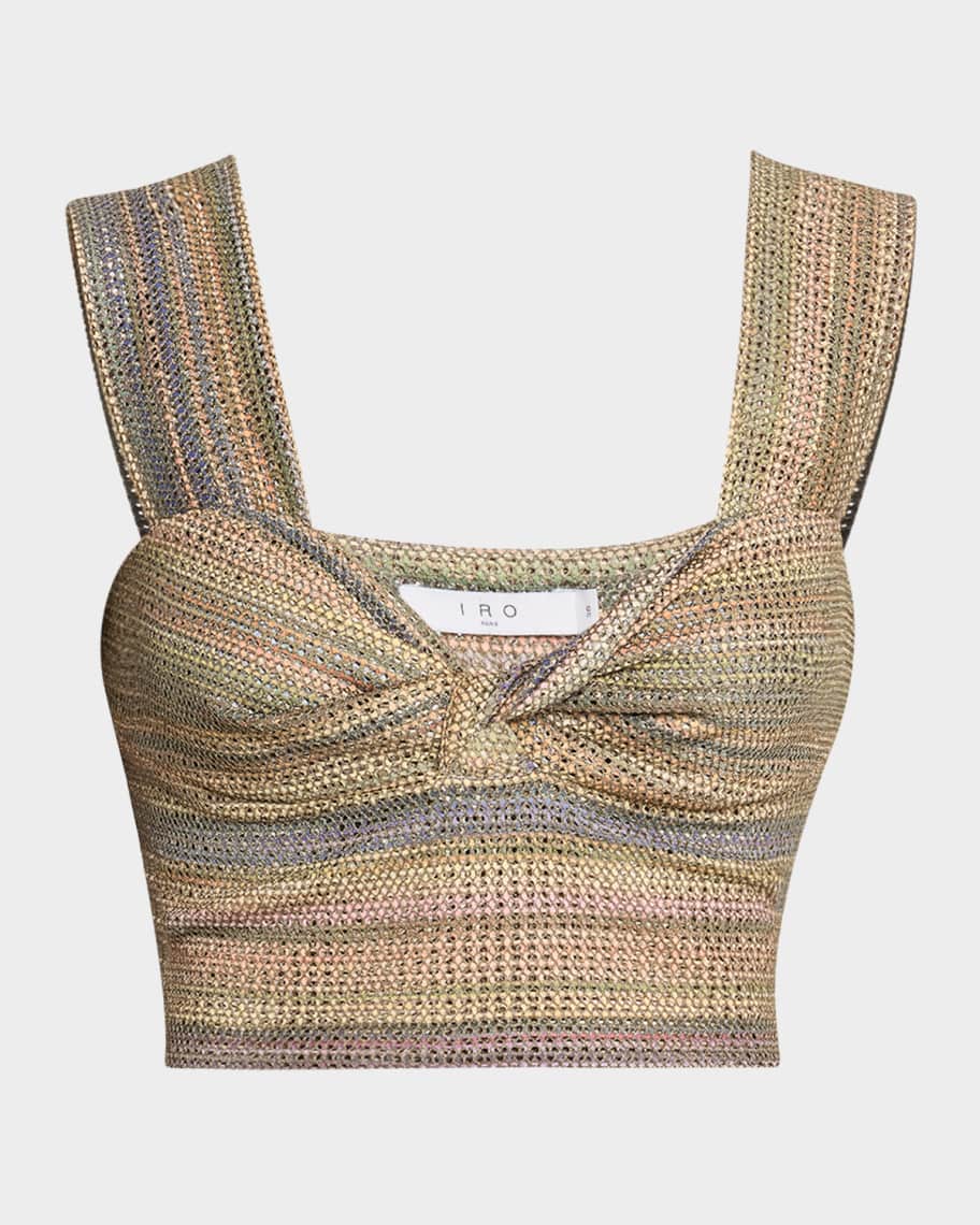 Eloy Twist-Front Sleeveless Crop Top 