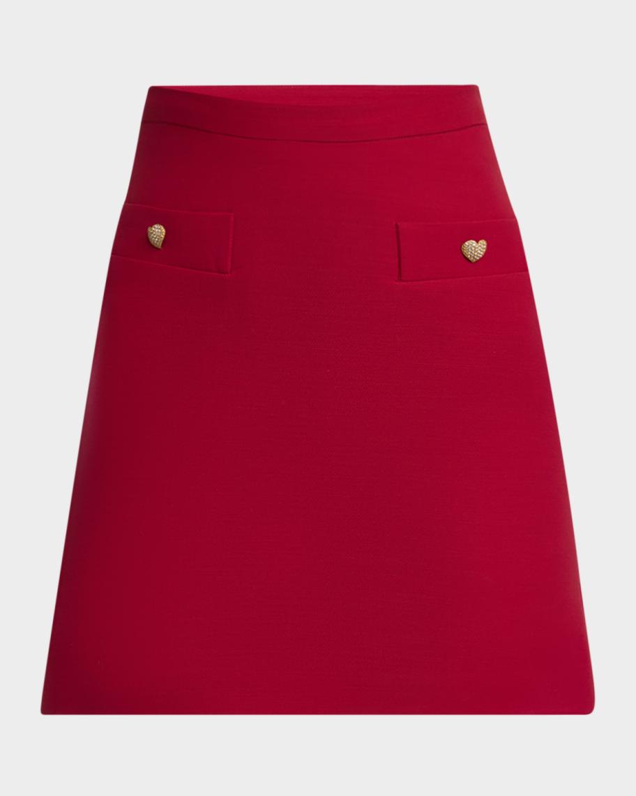 Valentino Garavani Heart Button Crepe Couture Mini Skirt | Neiman