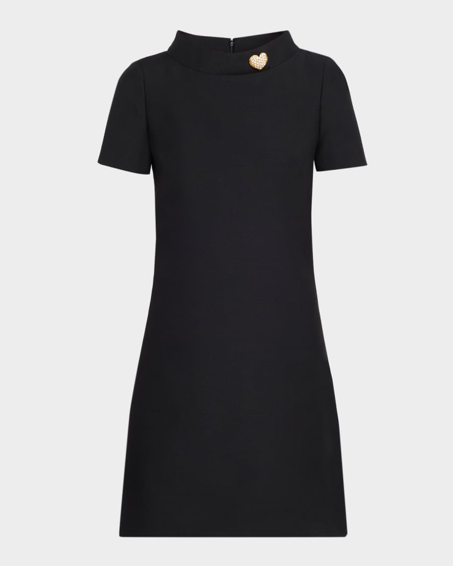 Valentino Garavani Crepe Couture Crystal Heart Mini Dress | Neiman Marcus