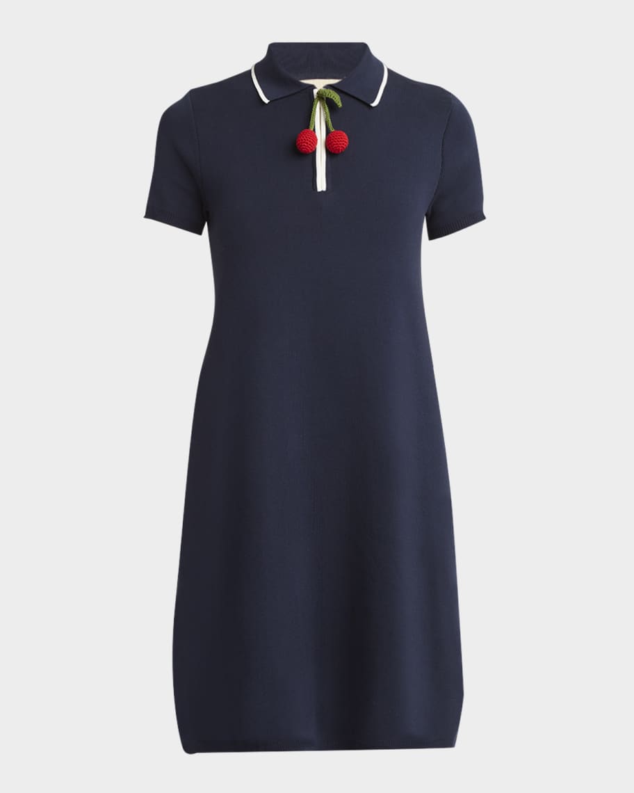 Valentino Garavani Crochet Cherry Short-Sleeve Polo Mini Dress