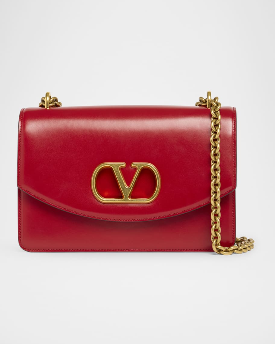 Valentino Garavani Vain VLOGO Leather Shoulder Bag | Neiman Marcus