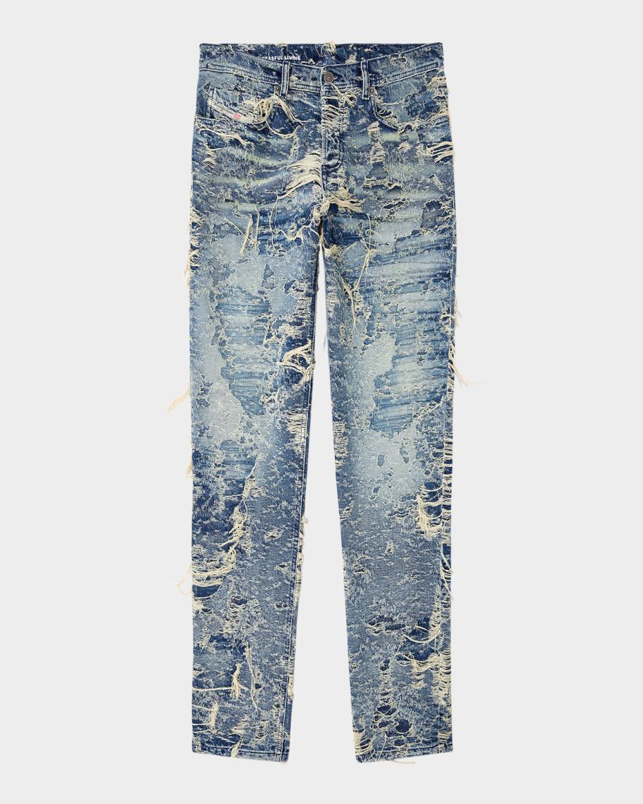 Diesel Men's Destroyed Tapered Jeans | Neiman Marcus