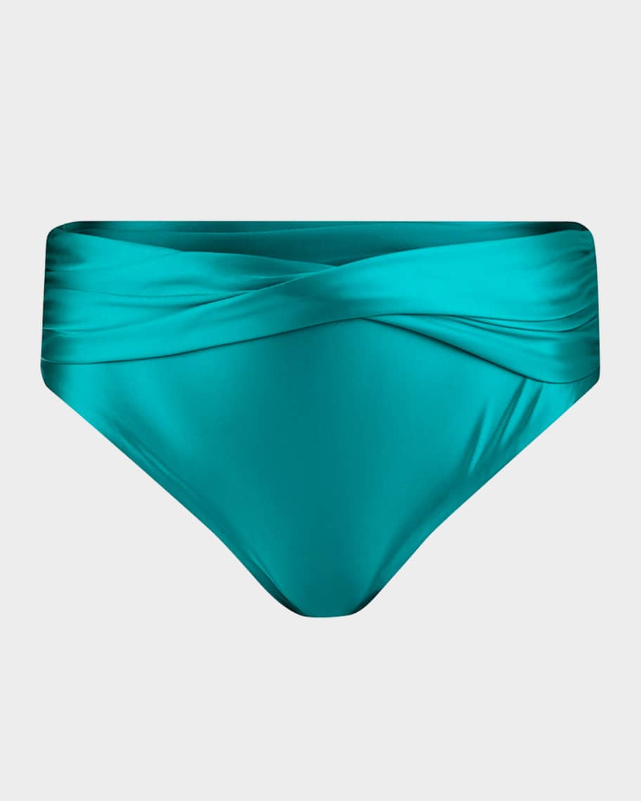 La Blanca Ocean Oasis Wrap Front Swim Top In Blue